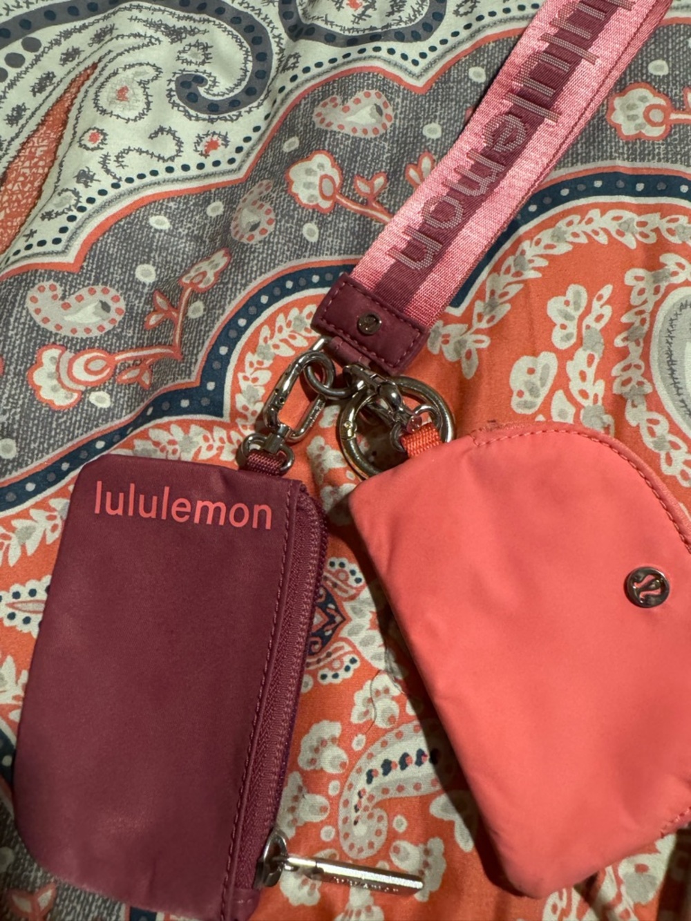 lululemon athletica Two-Tone Coral and Rose Mini Crossbody Pouch Set